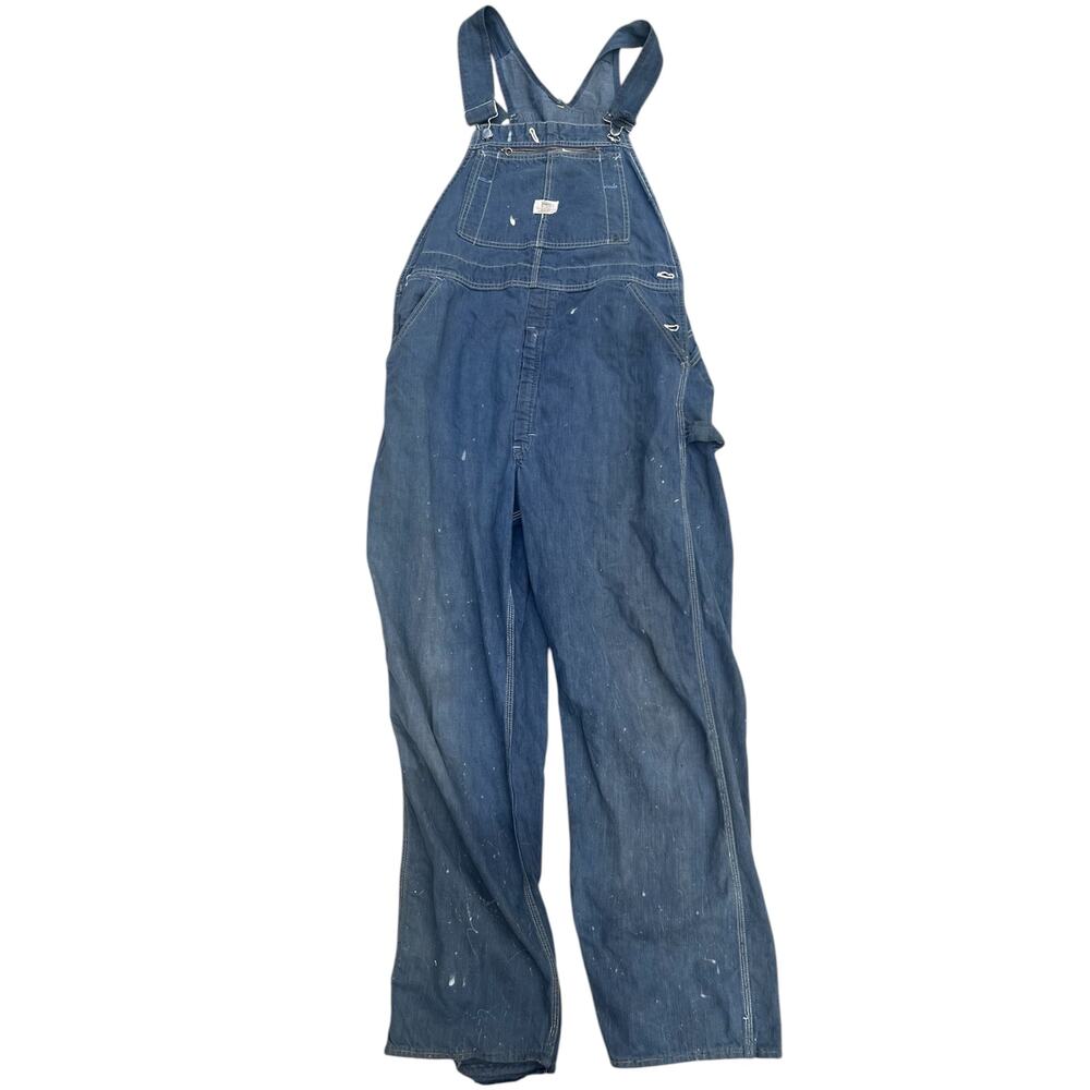 Vintage 60s 70s Sears Denim Overalls Distressed Painter Carpenter Workwear USA